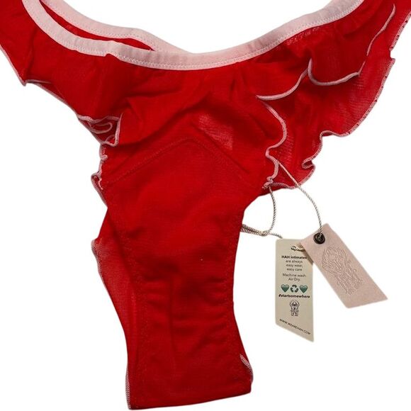 NWT FREE PEOPLE x‎ WE ARE HAH Fly Girl Mesh Panty Blood Orange Size XS - Picture 4 of 9